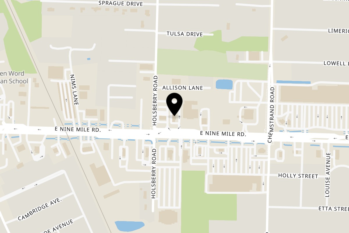 Map showing the location of Red Crab Juicy Seafood on 204 E 9 Mile Rd in Pensacola